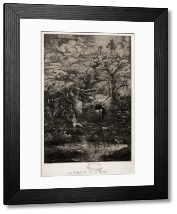 Framed Print : The Comedy of Death, 1854. Creator: Rodolphe Bresdin (French, 1822-1885); Lemercier Framed Print : The Comedy of Death, 1854. Creator: Rodolphe Bresdin (French, 1822-1885); Lemercier