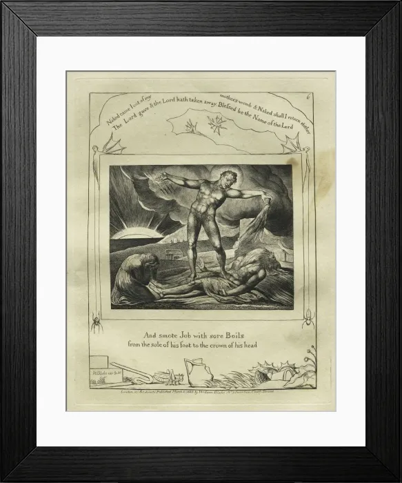 Framed Print : The Book of Job: Pl. 6, And smote Job with sore Boils / from the sole of his foot to the crown Framed Print : The Book of Job: Pl. 6, And smote Job with sore Boils / from the sole of his foot to the crown