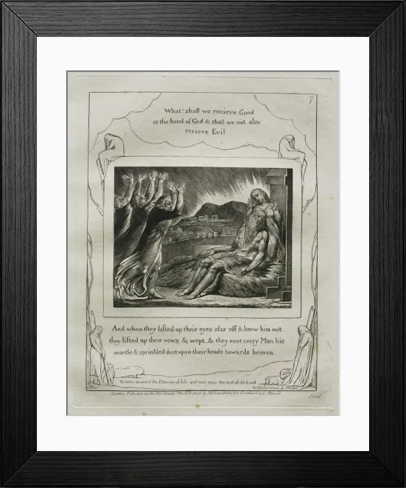 Framed Print : The Book of Job: Pl. 7, And when they lifted up their eyes afar off and knew him not Framed Print : The Book of Job: Pl. 7, And when they lifted up their eyes afar off and knew him not