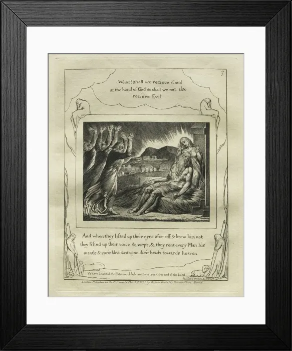 Framed Print : The Book of Job: Pl. 7, And when they lifted up their eyes afar off and knew him not Framed Print : The Book of Job: Pl. 7, And when they lifted up their eyes afar off and knew him not