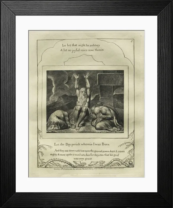 Framed Print : The Book of Job: Pl. 8, Let the Day perish wherein I was Born, 1825. Creator: William Blake Framed Print : The Book of Job: Pl. 8, Let the Day perish wherein I was Born, 1825. Creator: William Blake