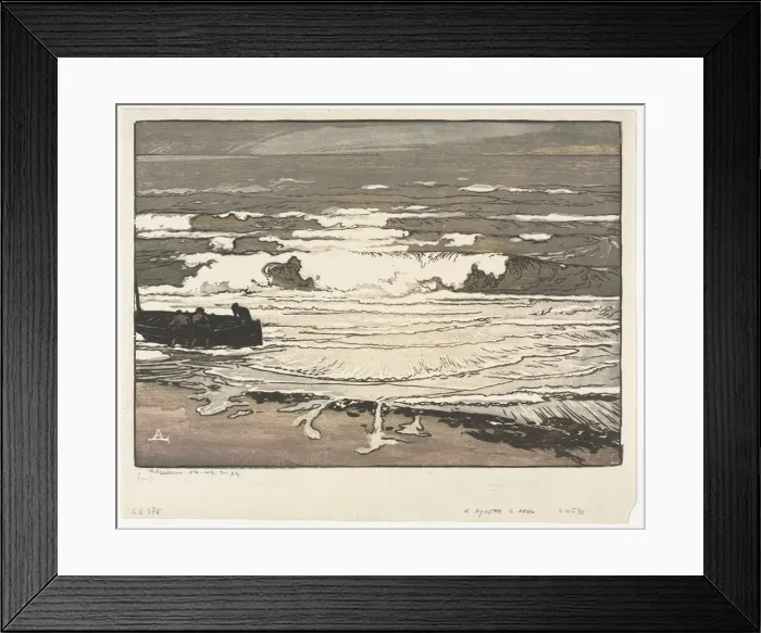 Framed Print : The Breaking Waves, Tide of September 1901, 1901. Creator: Auguste Louis Lepere (French Framed Print : The Breaking Waves, Tide of September 1901, 1901. Creator: Auguste Louis Lepere (French