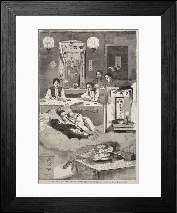 Framed Print : The Chinese in New York - Scene in a Baxter Street Club-House, 1874. Creator: Winslow Homer