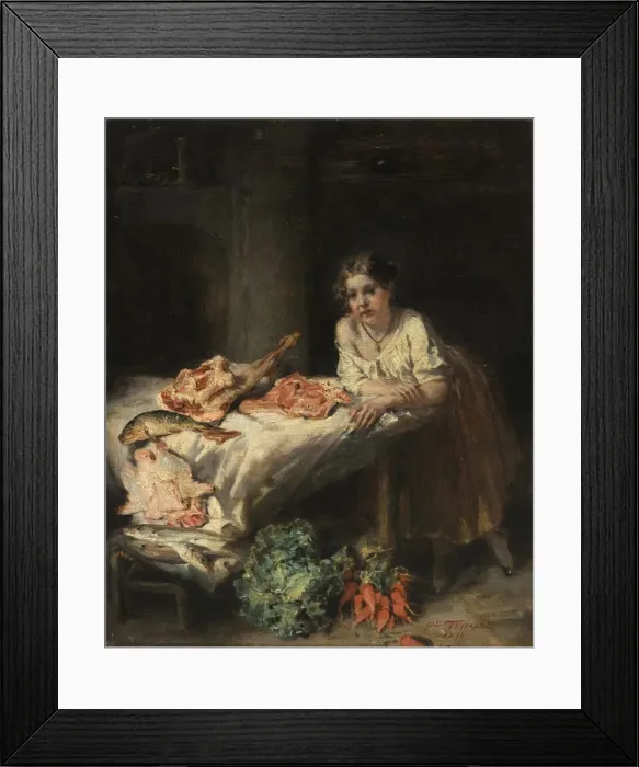 Framed Print : The Bourgeois Kitchen, 1854. Creator: Octave Tassaert (French, 1800-1874) Framed Print : The Bourgeois Kitchen, 1854. Creator: Octave Tassaert (French, 1800-1874)