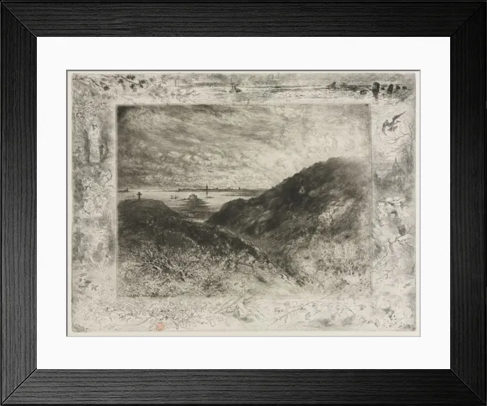Framed Print : The Cliff, Bay of Saint Malo, 1886-1890. Creator: Felix Hilaire Buhot (French, 1847-1898) Framed Print : The Cliff, Bay of Saint Malo, 1886-1890. Creator: Felix Hilaire Buhot (French, 1847-1898)