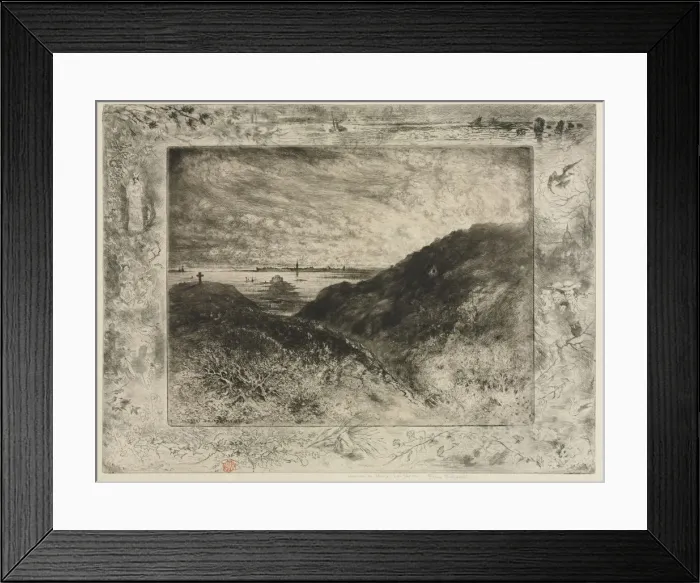 Framed Print : The Cliff: Bay of Saint-Malo, 1886-1890. Creator: Felix Hilaire Buhot (French, 1847-1898) Framed Print : The Cliff: Bay of Saint-Malo, 1886-1890. Creator: Felix Hilaire Buhot (French, 1847-1898)