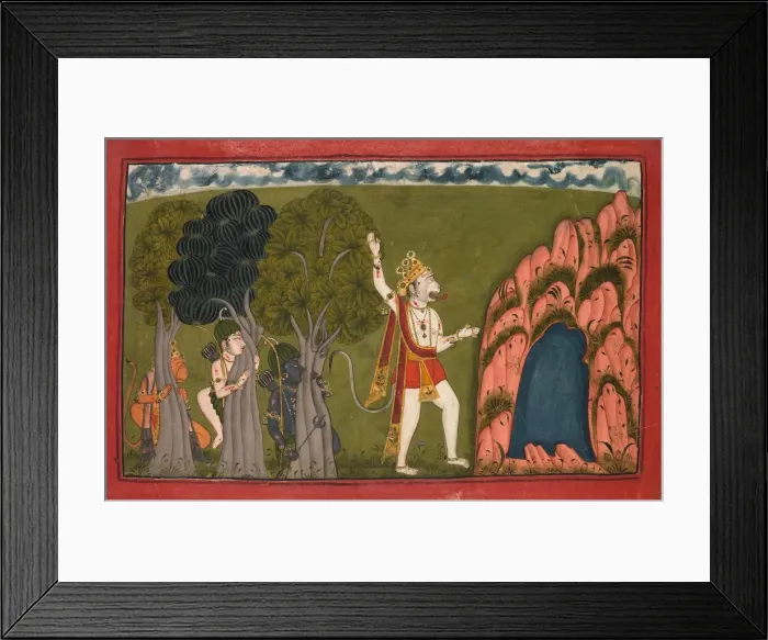 Framed Print : Sugriva (Monkey General) Challenges his Brother Bali, c. 1720. Creator: Unknown Framed Print : Sugriva (Monkey General) Challenges his Brother Bali, c. 1720. Creator: Unknown