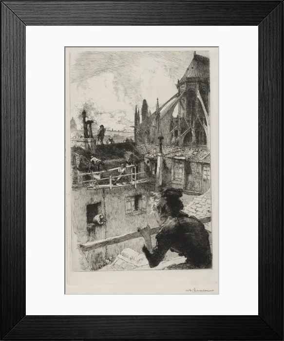 Framed Print : Sur les Toits pres Notre Dame, 1893. Creator: Auguste Louis Lepere (French, 1849-1918) Framed Print : Sur les Toits pres Notre Dame, 1893. Creator: Auguste Louis Lepere (French, 1849-1918)