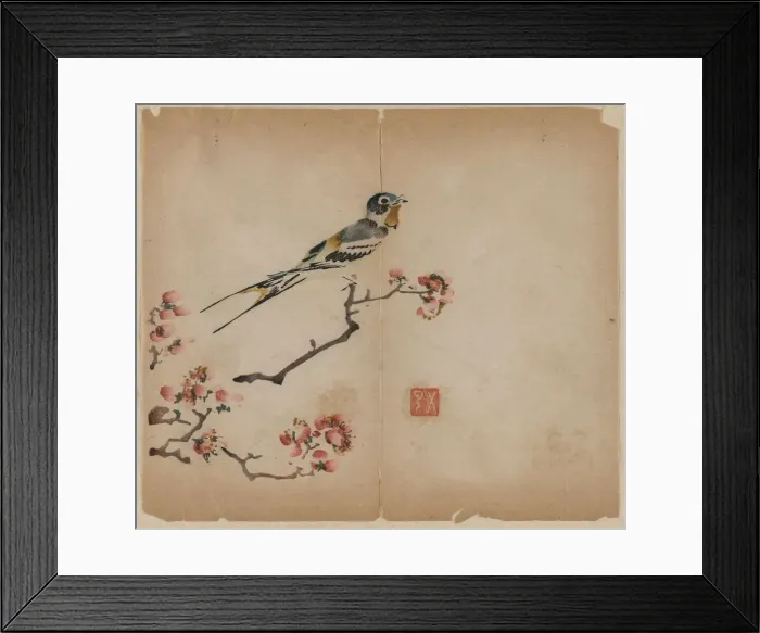 Framed Print : Swallow on Flowering Peach Branch, 1368-1644. Creator: Unknown Framed Print : Swallow on Flowering Peach Branch, 1368-1644. Creator: Unknown