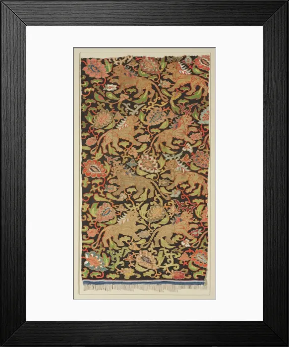 Framed Print : Tapestry with golden lions and palmettes, 1200s or earlier. Creator: Unknown Framed Print : Tapestry with golden lions and palmettes, 1200s or earlier. Creator: Unknown