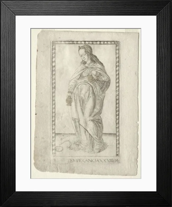Framed Print : Temperance (from the Tarocchi, series B: Cosmic Principles & Virtues, #34), before 1467 Framed Print : Temperance (from the Tarocchi, series B: Cosmic Principles & Virtues, #34), before 1467