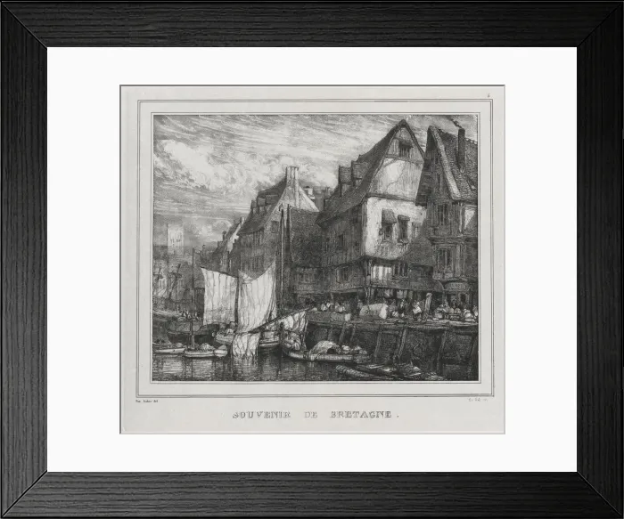 Framed Print : Souvenirs: Souvenir of Brittany, Plate 5, 1832. Creator: Eugene Isabey (French, 1803-1886); V Framed Print : Souvenirs: Souvenir of Brittany, Plate 5, 1832. Creator: Eugene Isabey (French, 1803-1886); V