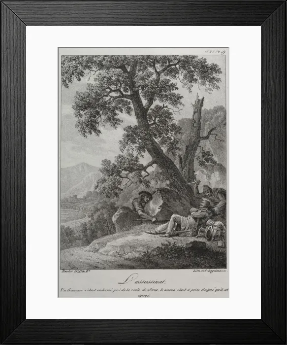 Framed Print : Spanish Campaign: The Assassination. Creator: Baron Louis Albert Guillain Bacler d Alber (French Framed Print : Spanish Campaign: The Assassination. Creator: Baron Louis Albert Guillain Bacler d Alber (French