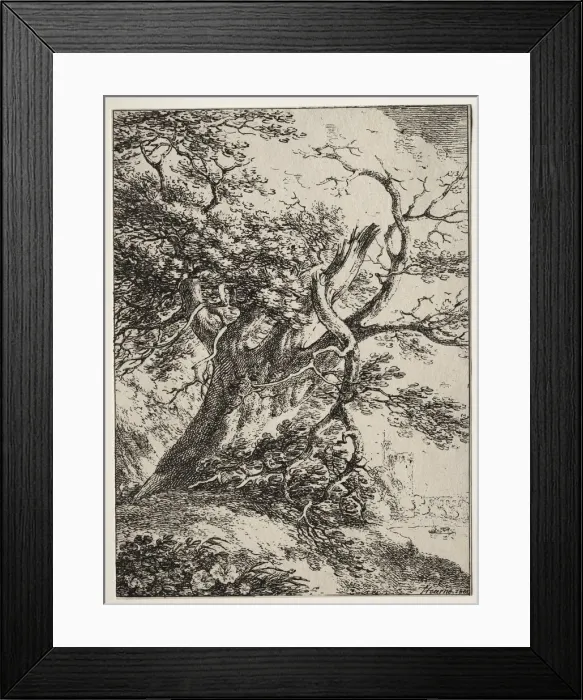 Framed Print : Specimens of Polyautography: Landscape with an Oak Tree, 1803. Creator: Thomas Hearne (British Framed Print : Specimens of Polyautography: Landscape with an Oak Tree, 1803. Creator: Thomas Hearne (British