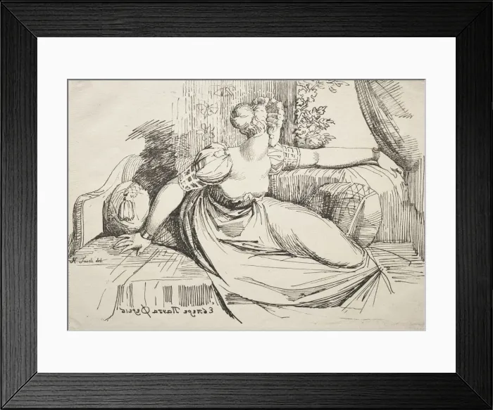 Framed Print : Specimens of Polyautography: Woman on a Sofa. Creator: Henry Fuseli (Swiss, 1741-1825) Framed Print : Specimens of Polyautography: Woman on a Sofa. Creator: Henry Fuseli (Swiss, 1741-1825)