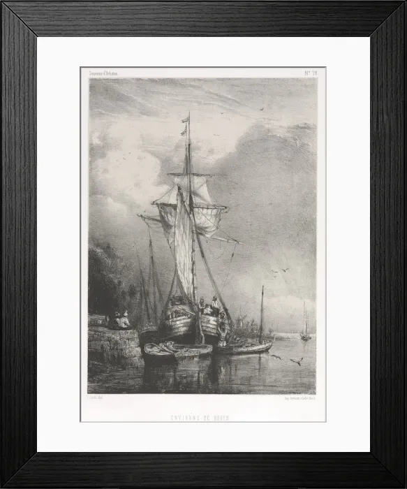 Framed Print : Souvenirs d Artistes (No. 78): Six Marines: Environs de Rouen, 1832. Creator: Paul Hüet Framed Print : Souvenirs d Artistes (No. 78): Six Marines: Environs de Rouen, 1832. Creator: Paul Hüet