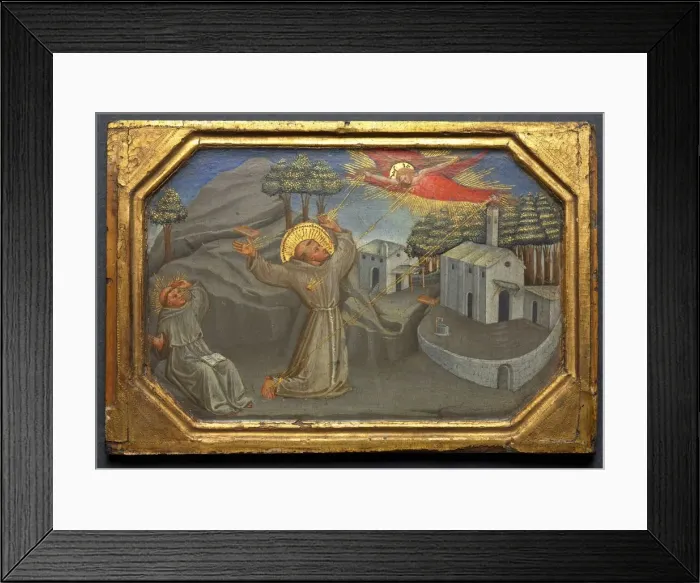 Framed Print : St. Francis of Assisi Receiving the Stigmata, c. 1430. Creator: Bicci di Lorenzo (Italian Framed Print : St. Francis of Assisi Receiving the Stigmata, c. 1430. Creator: Bicci di Lorenzo (Italian