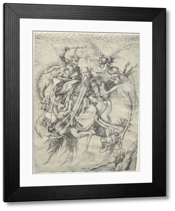 Framed Print : St. Anthony tormented by the Devils, 1400s. Creator: Martin Schongauer (German, c