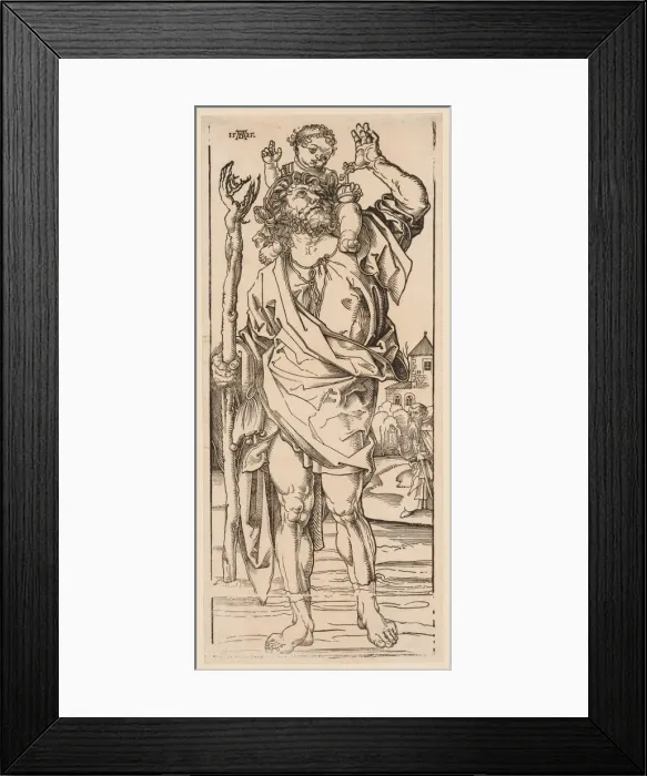 Framed Print : St. Christopher Crossing the Stream, 1528. Creator: Albrecht Dürer (German, 1471-1528) Framed Print : St. Christopher Crossing the Stream, 1528. Creator: Albrecht Dürer (German, 1471-1528)