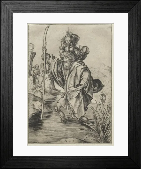 Framed Print : St. Christopher. Creator: Martin Schongauer (German, c. 1450-1491) Framed Print : St. Christopher. Creator: Martin Schongauer (German, c. 1450-1491)