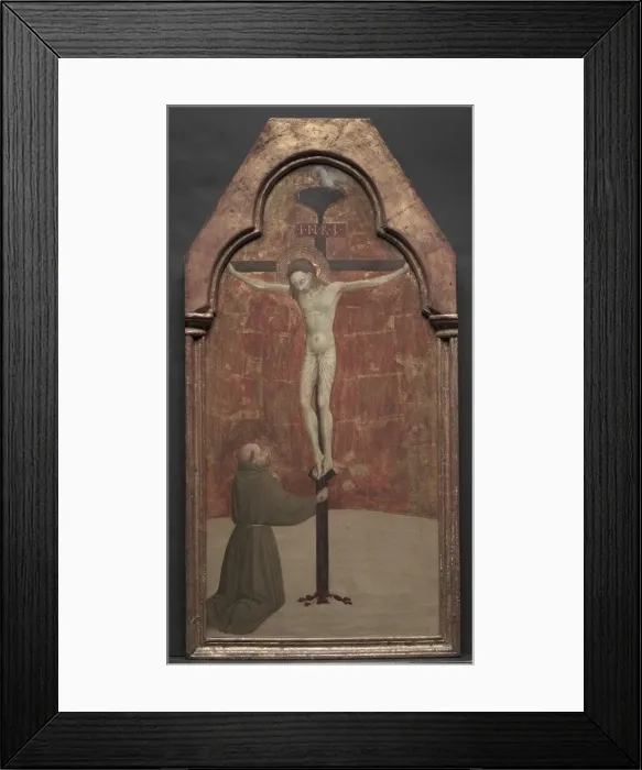 Framed Print : St. Francis Kneeling before Christ on the Cross, 1437-1444. Creator: Sassetta (Italian, 1392-1450) Framed Print : St. Francis Kneeling before Christ on the Cross, 1437-1444. Creator: Sassetta (Italian, 1392-1450)