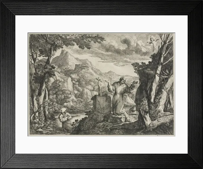 Framed Print : St. Francis of Assisi Receiving the Stigmata. Creator: Giovanni Francesco Grimaldi (Italian Framed Print : St. Francis of Assisi Receiving the Stigmata. Creator: Giovanni Francesco Grimaldi (Italian
