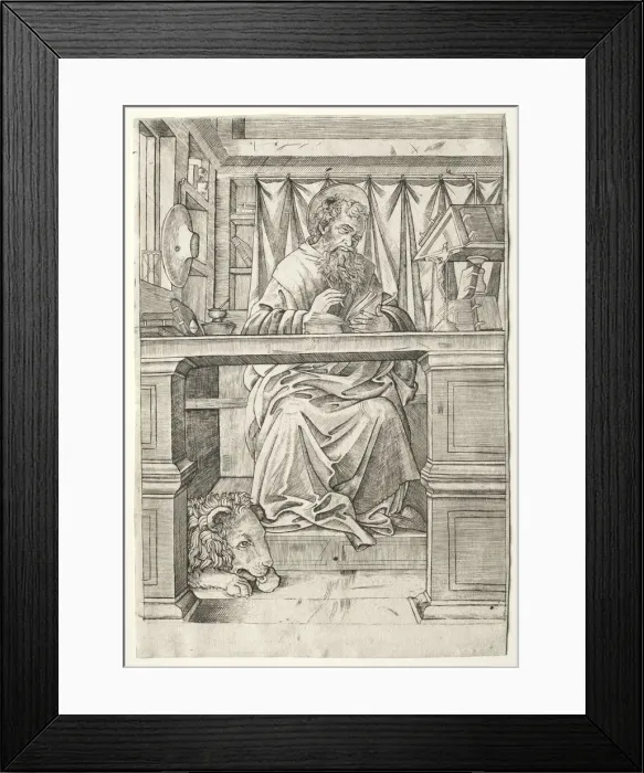Framed Print : St. Jerome in His Study, c. 1510. Creator: Giovanni Antonio da Brescia (Italian) Framed Print : St. Jerome in His Study, c. 1510. Creator: Giovanni Antonio da Brescia (Italian)