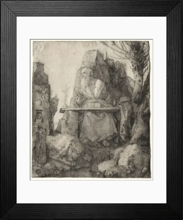 Framed Print : St. Jerome Seated Near a Pollard Willow, 1512. Creator: Albrecht Dürer (German, 1471-1528)