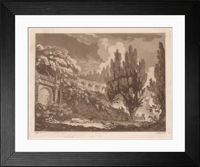 Framed Print : Stairs in an Italian Garden, 1766. Creator: Jean-Claude-Richard Saint-Non (French, 1727-1791) Framed Print : Stairs in an Italian Garden, 1766. Creator: Jean-Claude-Richard Saint-Non (French, 1727-1791)