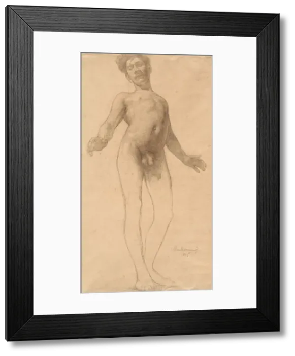 Framed Print : Standing Male Nude, 1885. Creator: Frederick William MacMonnies (American, 1863-1937) Framed Print : Standing Male Nude, 1885. Creator: Frederick William MacMonnies (American, 1863-1937)