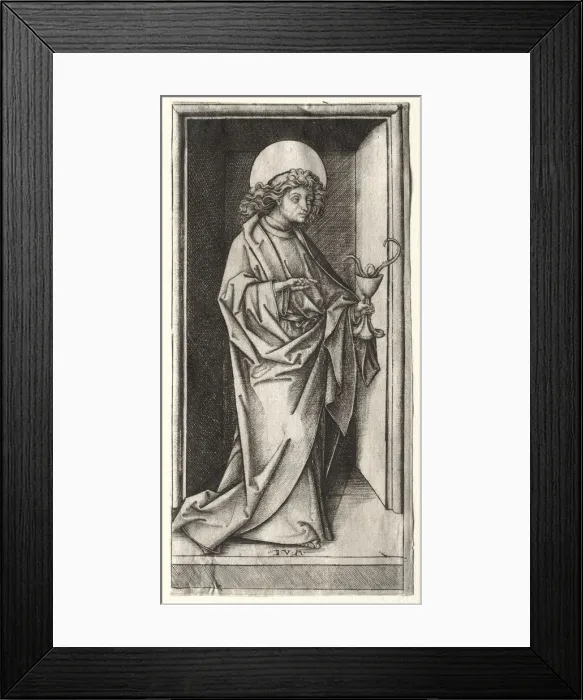 Framed Print : St. John with Serpent in Chalice. Creator: Israhel van Meckenem (German, c. 1440-1503) Framed Print : St. John with Serpent in Chalice. Creator: Israhel van Meckenem (German, c. 1440-1503)