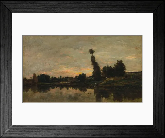 Framed Print : Sunset on the River Oise, 1866. Creator: Charles Francois Daubigny (French, 1817-1878) Framed Print : Sunset on the River Oise, 1866. Creator: Charles Francois Daubigny (French, 1817-1878)