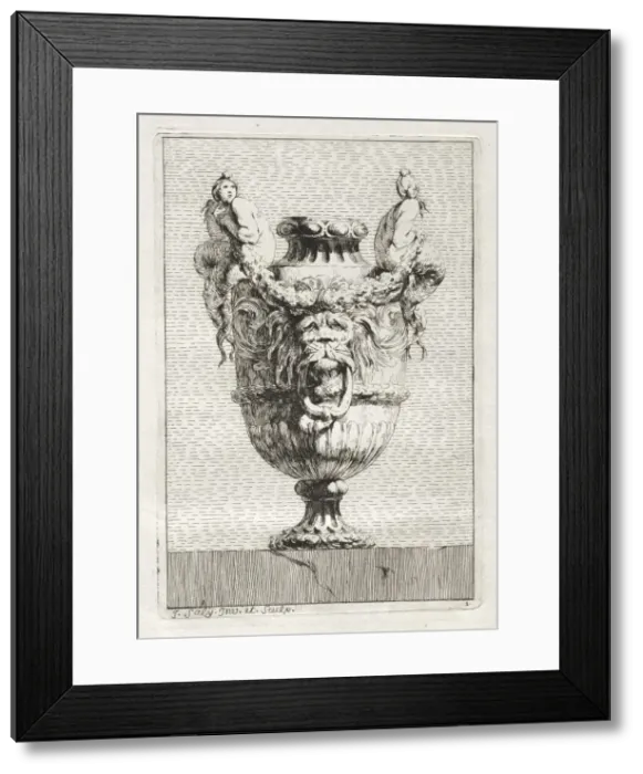 Framed Print : Suite of Vases: Plate 1, 1746. Creator: Jacques Francois Saly (French, 1717-1776) Framed Print : Suite of Vases: Plate 1, 1746. Creator: Jacques Francois Saly (French, 1717-1776)