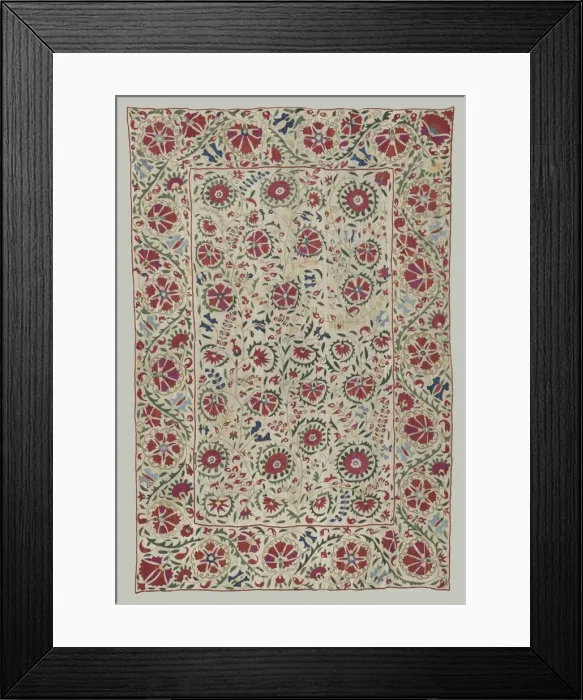Framed Print : Suzani: curtain or bed cover, about 1800. Creator: Unknown Framed Print : Suzani: curtain or bed cover, about 1800. Creator: Unknown