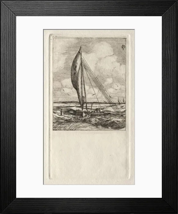 Framed Print : Swift Sailing Proa, Mulgrave Archipelago, Oceania, 1866. Creator: Charles Meryon (French Framed Print : Swift Sailing Proa, Mulgrave Archipelago, Oceania, 1866. Creator: Charles Meryon (French