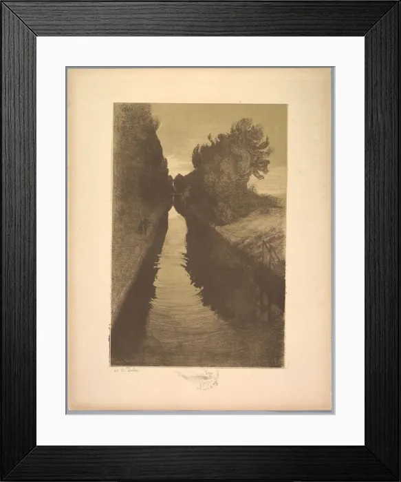 Framed Print : Suite de Paysages: Landscape, Plate 1, Remarque, A Fish, 1892-1893. Creator: Charles Marie Dulac Framed Print : Suite de Paysages: Landscape, Plate 1, Remarque, A Fish, 1892-1893. Creator: Charles Marie Dulac