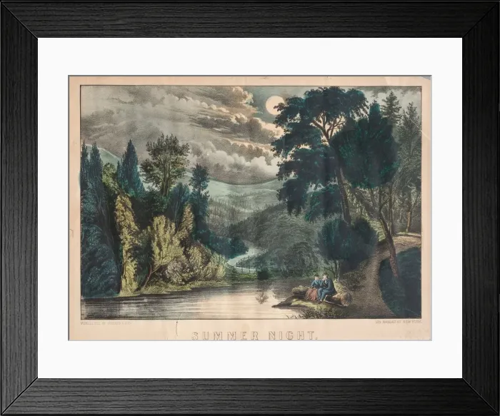 Framed Print : Summer Night. Creator: James Merritt Ives (American, 1824-1895), and; Nathaniel Currier (American Framed Print : Summer Night. Creator: James Merritt Ives (American, 1824-1895), and; Nathaniel Currier (American