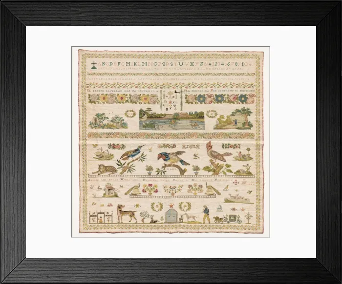 Framed Print : Sampler, 1821. Creator: Unknown Framed Print : Sampler, 1821. Creator: Unknown