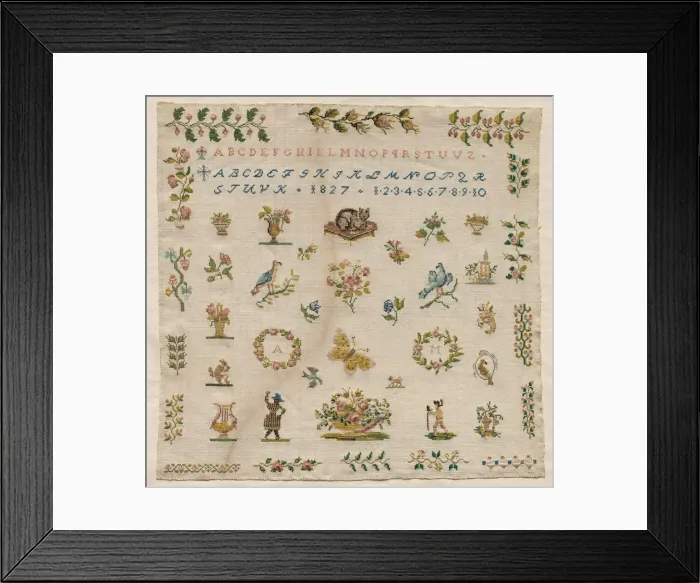 Framed Print : Sampler, 1827. Creator: Unknown Framed Print : Sampler, 1827. Creator: Unknown