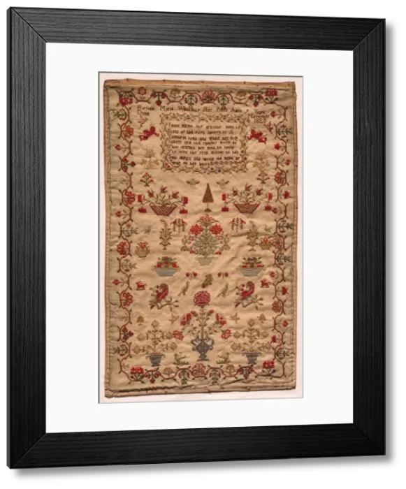 Framed Print : Sampler, 1828. Creator: Unknown Framed Print : Sampler, 1828. Creator: Unknown