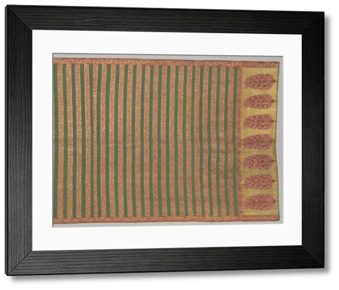 Framed Print : Sash with flora and banded field, 1700s. Creator: Unknown Framed Print : Sash with flora and banded field, 1700s. Creator: Unknown