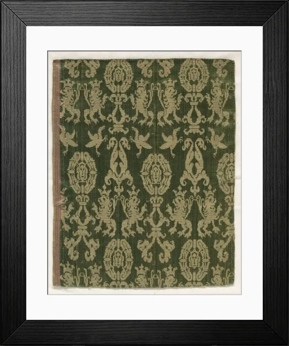Framed Print : Satin Fragment, 15th-16th century. Creator: Unknown