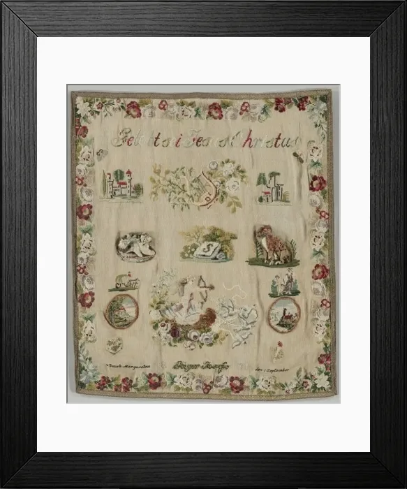 Framed Print : Sampler, 1870. Creator: Unknown Framed Print : Sampler, 1870. Creator: Unknown