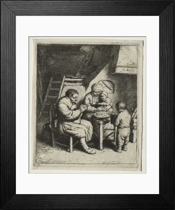 Framed Print : Saying Grace, 1653. Creator: Adriaen van Ostade (Dutch, 1610-1684) Framed Print : Saying Grace, 1653. Creator: Adriaen van Ostade (Dutch, 1610-1684)