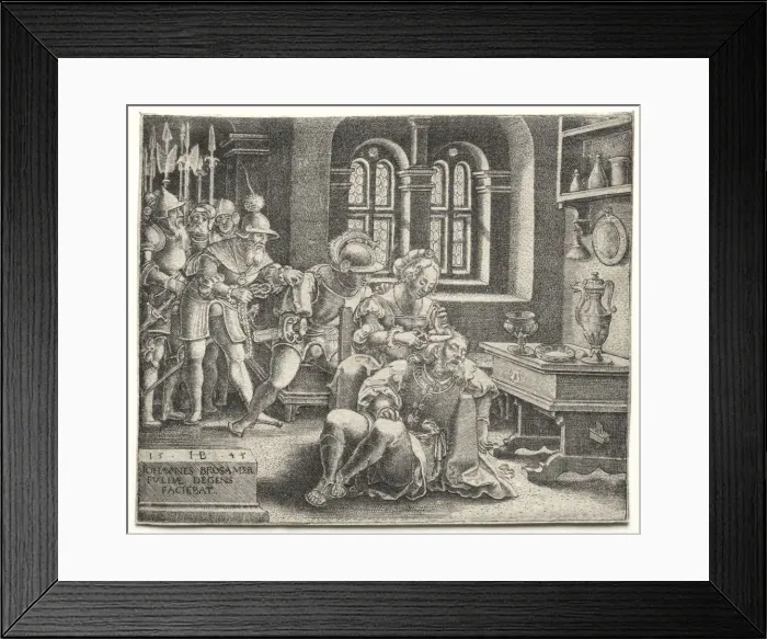 Framed Print : Samson and Delilah, 1545. Creator: Hans Brosamer (German, c. 1500-1554) Framed Print : Samson and Delilah, 1545. Creator: Hans Brosamer (German, c. 1500-1554)