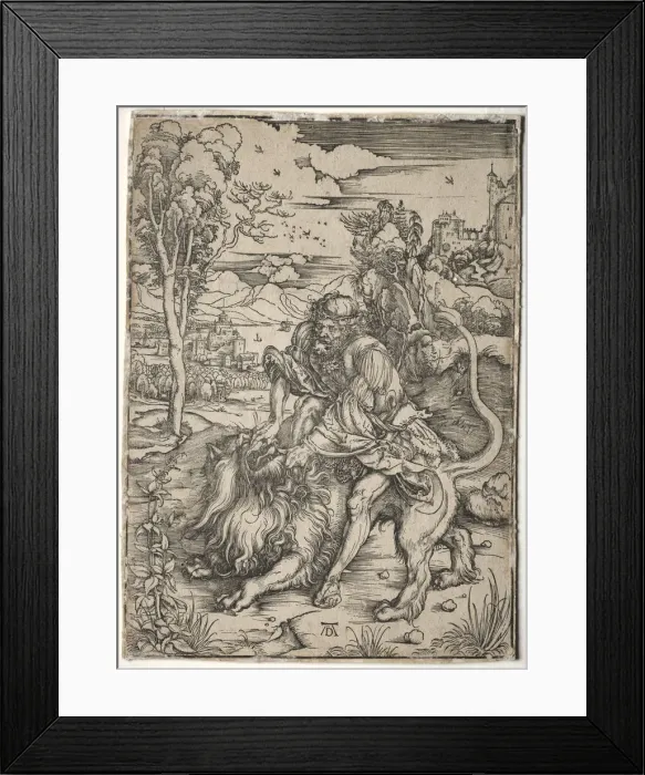 Framed Print : Samson Killing the Lion, c. 1496-1497. Creator: Albrecht Dürer (German, 1471-1528) Framed Print : Samson Killing the Lion, c. 1496-1497. Creator: Albrecht Dürer (German, 1471-1528)