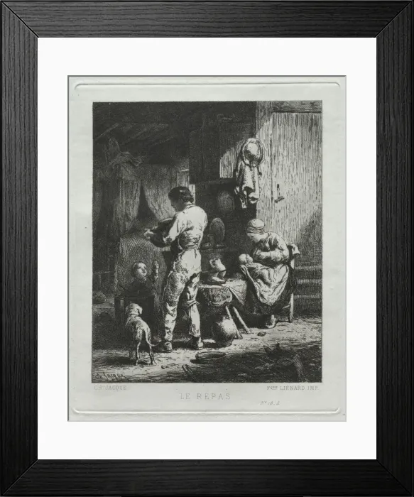 Framed Print : The Repast. Creator: Charles-Emile Jacque (French, 1813-1894) Framed Print : The Repast. Creator: Charles-Emile Jacque (French, 1813-1894)