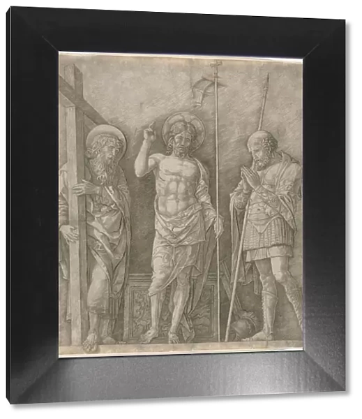 The Risen Christ between St Andrew and Longinus, early 1470s. Creator: Andrea Mantegna (Italian