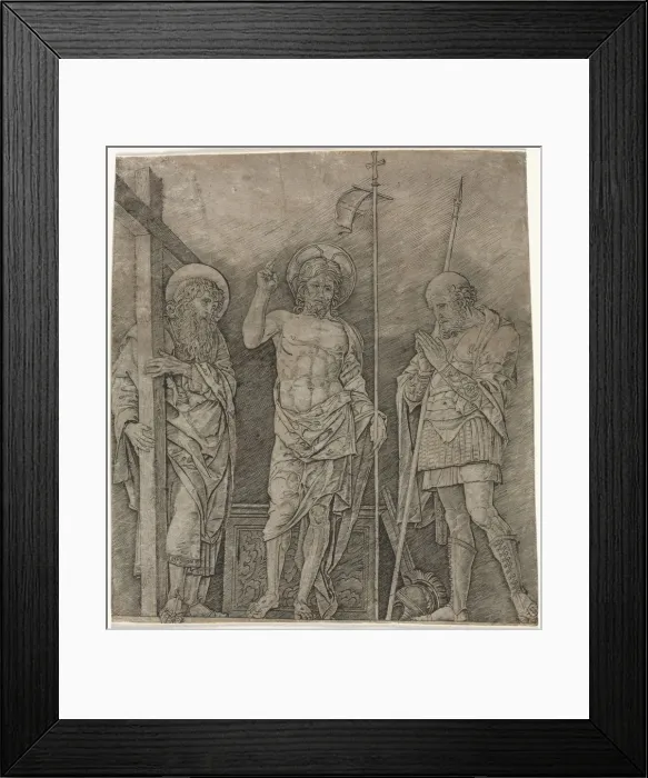 Framed Print : The Risen Christ between St Andrew and Longinus, early 1470 s. Creator: Andrea Mantegna (Italian