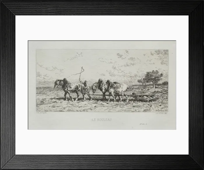 Framed Print : The Roller, 1868. Creator: Charles-Emile Jacque (French, 1813-1894) Framed Print : The Roller, 1868. Creator: Charles-Emile Jacque (French, 1813-1894)